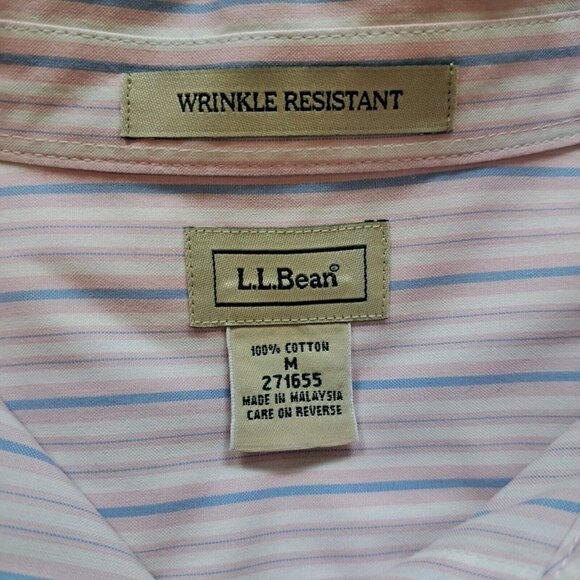 LL Bean Stripes Cotton Classic Casual Button Up Shirt Top Size Medium - Picture 6 of 8